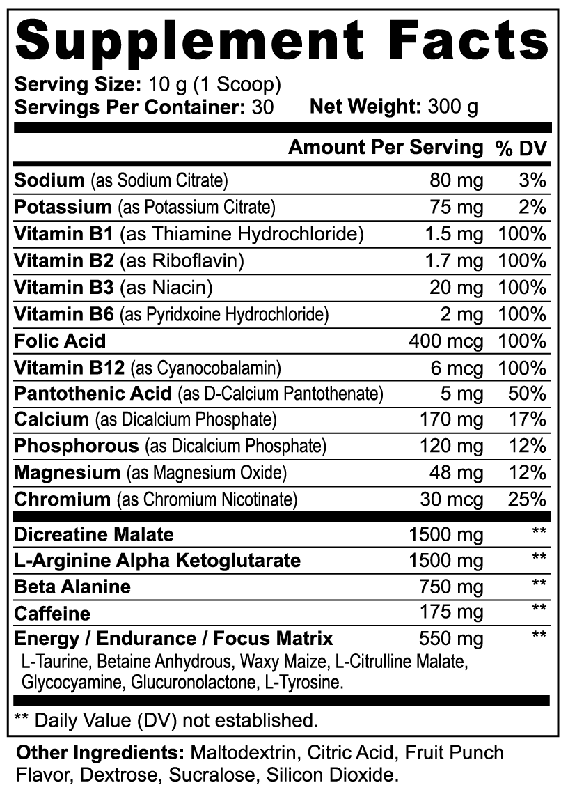 Gladius WarFuel Pre-Workout Powder - Dietary Supplement 300g - 30 Servings